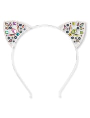 Girls Gemstone Cat Ears Metal Headband