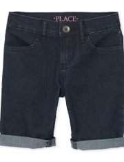 Shorts de mezclilla con puños enrollados para niñas