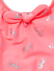 Traje de baño de una pieza con unicornio metalizado para niñas
