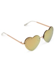 Lunettes de soleil à facettes en métal et cœur pour fille
