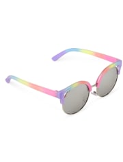 Girls Rainbow Metal Cat Eye Round Sunglasses