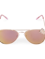 Girls Flower Metal Aviator Sunglasses