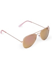 Girls Flower Metal Aviator Sunglasses