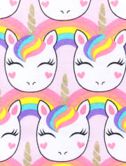 Pijama de algodón con ajuste ceñido de unicornio para bebés y niñas pequeñas