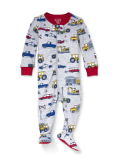 Baby And Toddler Boys Construction Snug Fit Cotton One Piece Pajamas