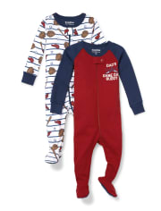 Baby And Toddler Boys Baseball Snug Fit Cotton One Piece Pajamas 2-Pack