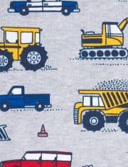 Baby And Toddler Boys Construction Truck Snug Fit Cotton 4-Piece Pajamas