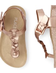 Toddler Girls Metallic T-Strap Sandals