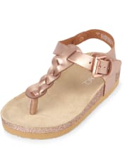 Toddler Girls Metallic T-Strap Sandals
