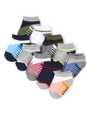 Toddler Boys Striped Ankle Socks 10-Pack