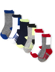 Calcetines deportivos acolchados con bloques de color para niños pequeños, paquete de 6