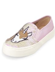 Girls Flip Sequin Unicorn Slip On Sneakers
