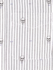 Boys Skull Print Poplin Button Down Shirt