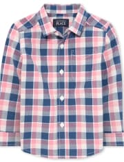 Baby And Toddler Boys Plaid Poplin Button Down Shirt