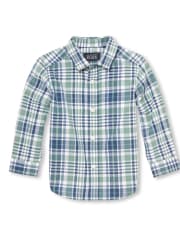 Baby And Toddler Boys Plaid Poplin Button Down Shirt