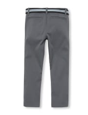 Boys Belted Skinny Chino Pants