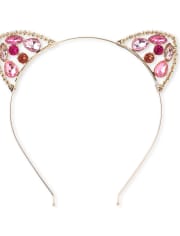 Girls Jeweled Cat Ears Metal Headband