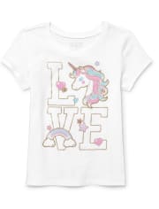 Baby And Toddler Girls Glitter Unicorn Graphic Tee