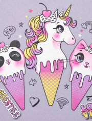 Girls Glitter Ice Cream Besties Graphic Tee