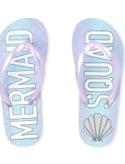 Girls 'Mermaid Squad' Flip Flops