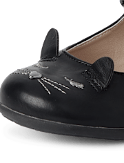 Girls Embroidered Cat Mary Jane Shoes