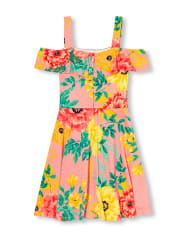 Girls Floral Off Shoulder Dress
