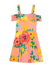 Girls Floral Off Shoulder Dress