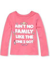 Baby And Toddler Girls Puff Print Family Graphic Tee