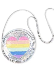 Sac à rabat cœur arc-en-ciel à sequins pour fille