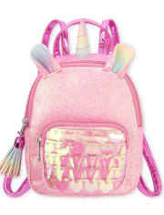Girls Glitter Unicorn And Heart Mini Backpack
