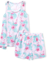 Girls Tropical Flamingo Pajamas