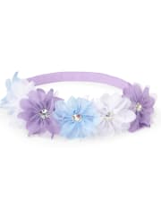 Diadema de niñas pequeñas con adorno de flores de malla