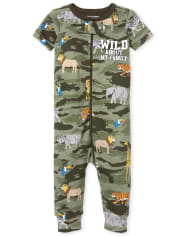 Pijamas familiares de una pieza de algodón ajustados para bebés y niños pequeños