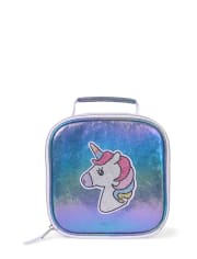 Girls Unicorn Rainbow Metallic Lunch Box