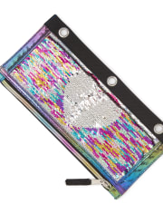 Girls Flip Sequin Rainbow Heart Pencil Case