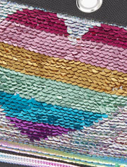 Girls Flip Sequin Rainbow Heart Pencil Case