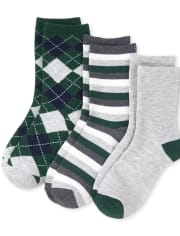 Boys Uniform Argyle Crew Socks 3-Pack