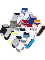Calcetines tobilleros con bloques de color para niños pequeños, paquete de 20