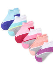Girls Colorblock Cushioned Ankle Socks 6-Pack
