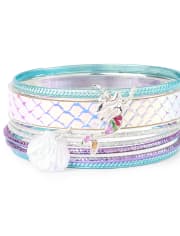 Paquete de 7 pulseras tipo brazalete con dijes de sirena para niñas