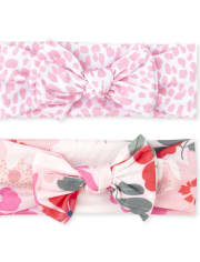 Baby Girls Floral Print Knotted Bow Headwrap 2-Pack