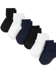 Toddler Girls Uniform Ruffle Turn Cuff Socks 6-Pack