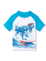 Rashguard gráfico de manga raglán corta para bebés y niños pequeños