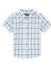 Baby And Toddler Boys Plaid Poplin Button Down Shirt