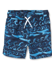Baby And Toddler Boys Wave Swim Trunks