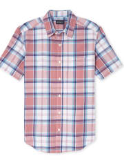 Mens Dad And Me Plaid Poplin Matching Button Down Shirt