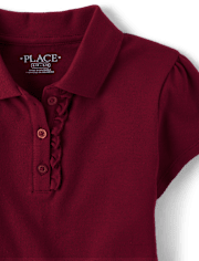 Polo de piqué con volantes de uniforme para niñas