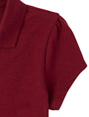 Girls Uniform Ruffle Soft Stretch Pique Polo - Plus