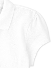 Girls Uniform Ruffle Soft Stretch Pique Polo - Plus