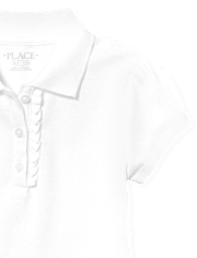 Polo de piqué con volantes de uniforme para niñas